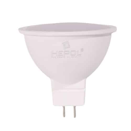 Bec LED HEPOL, forma spot, GX5.3, 6.5W, 30000 ore, lumina calda