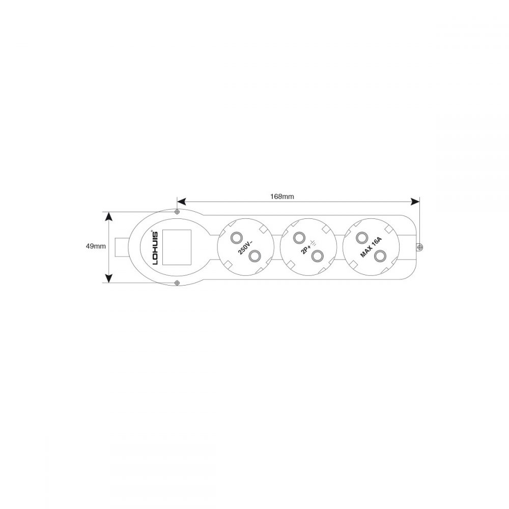 3 prize cu CP 2m 3x1.5mm fara intrerupator