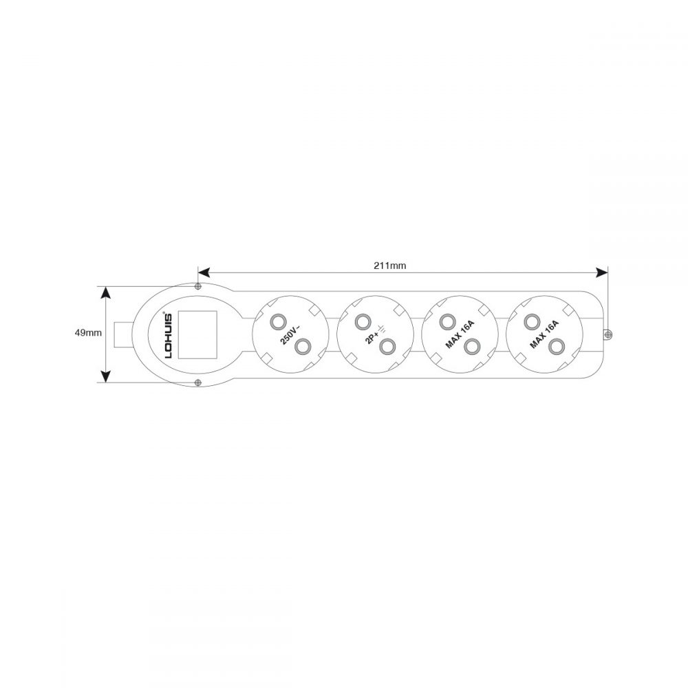 4 prize cu CP 3m 3x1.5mm fara intrerupator