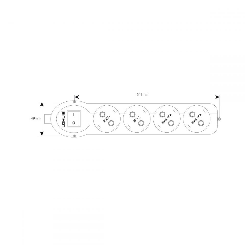 4 prize cu CP 3m 3x1.5mm cu intrerupator