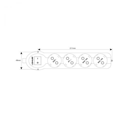 4 prize cu CP 3m 3x1.5mm cu intrerupator