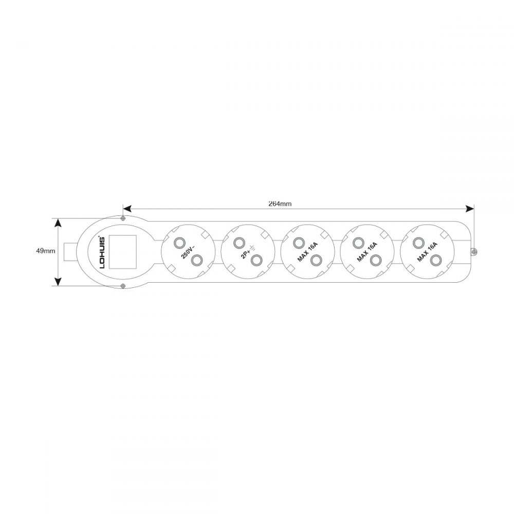 5 prize cu CP 3m 3x1.5mm fara intrerupator