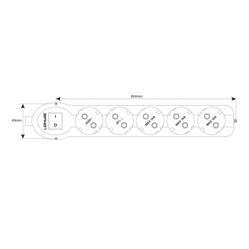 5 prize cu CP 3m 3x1.5mm cu intrerupator