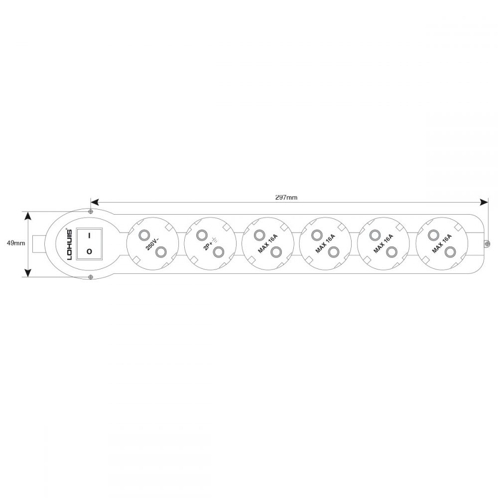 6 prize cu CP 3m 3x1.5mm cu intrerupator