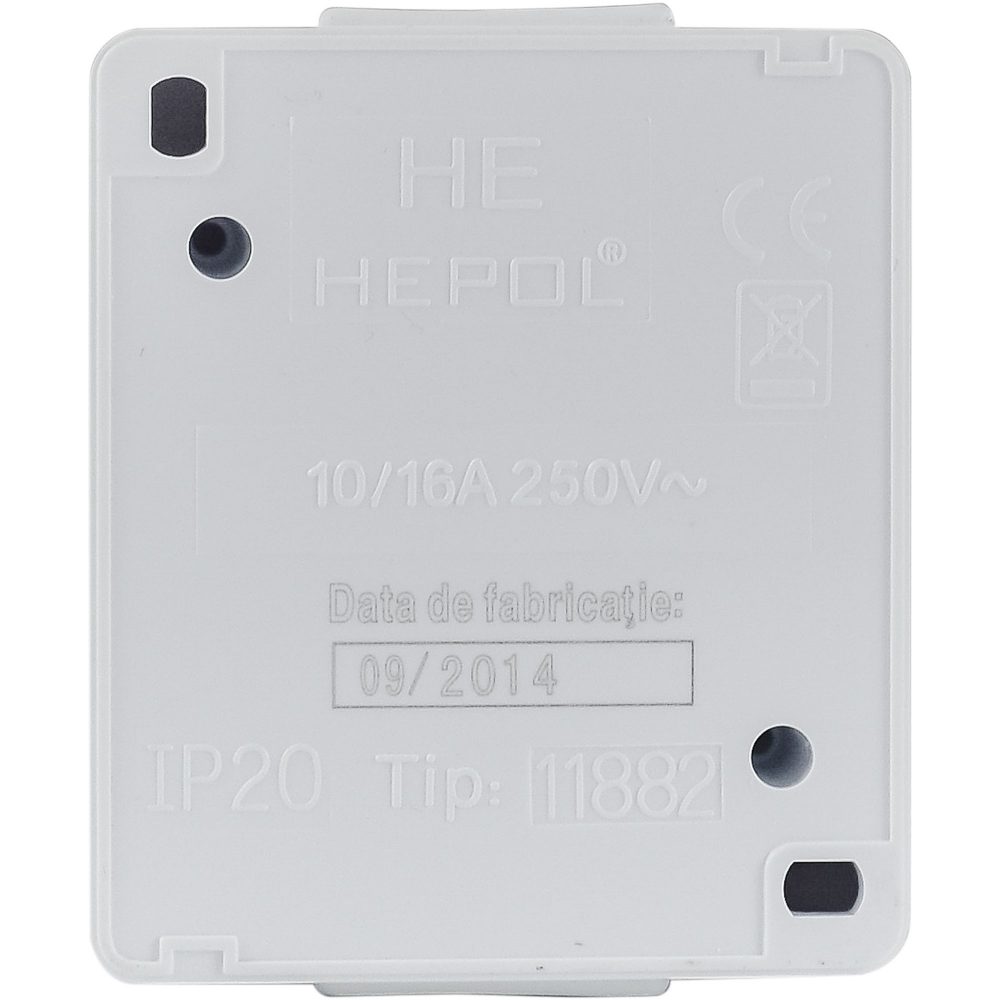 Priza simpla HEPOL PT, aparent/PT, alb