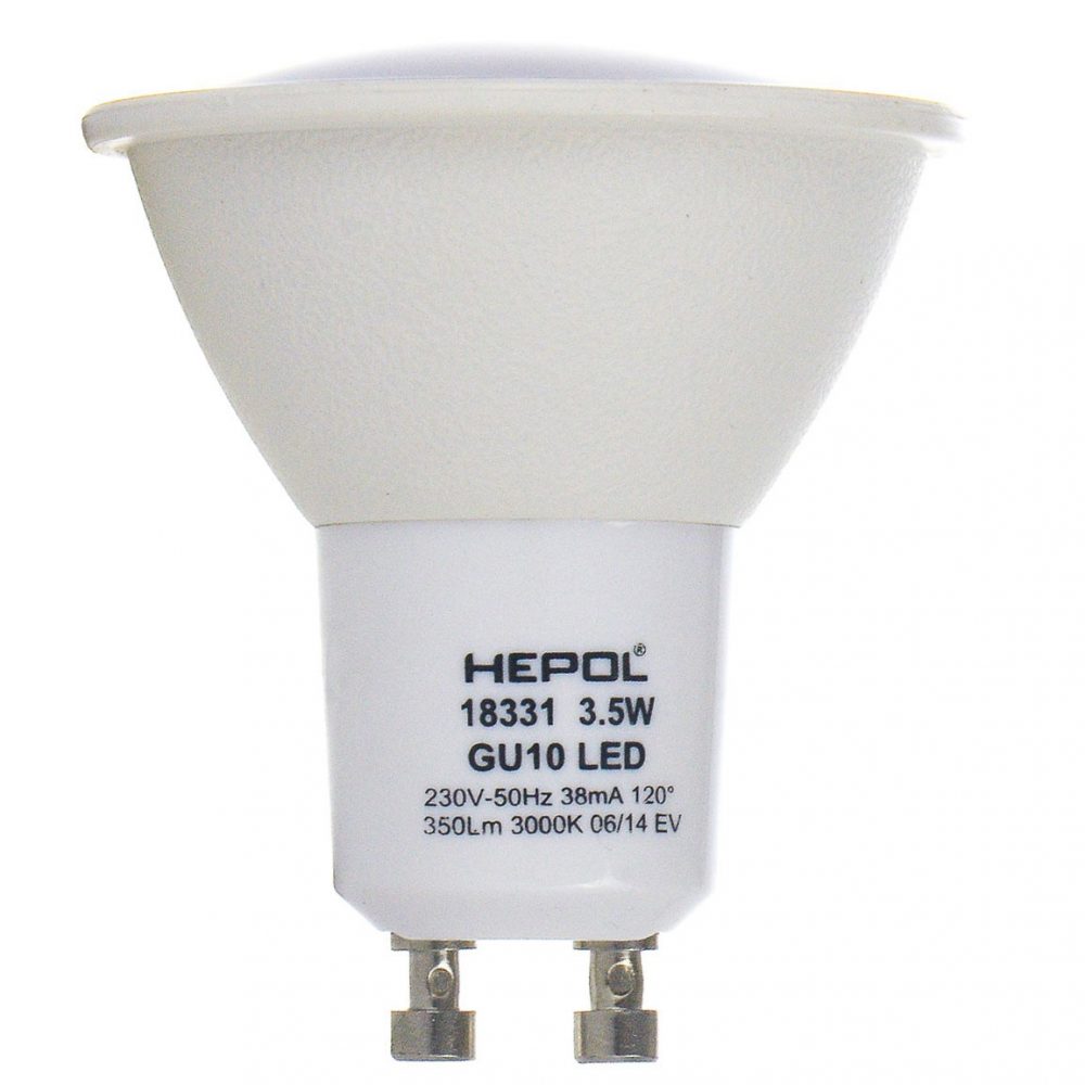 Bec LED HEPOL, forma spot, GU10, 3.5W, 30000 ore, lumina calda