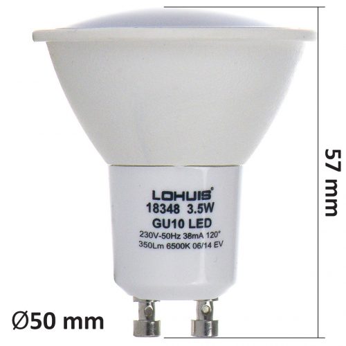 Bec LED LOHUIS, forma spot, GU10, 3.5W, 30000 ore, lumina rece