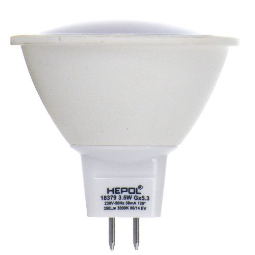 Bec LED HEPOL, forma spot, GU5.3, 3.5W, 30000 ore, lumina calda