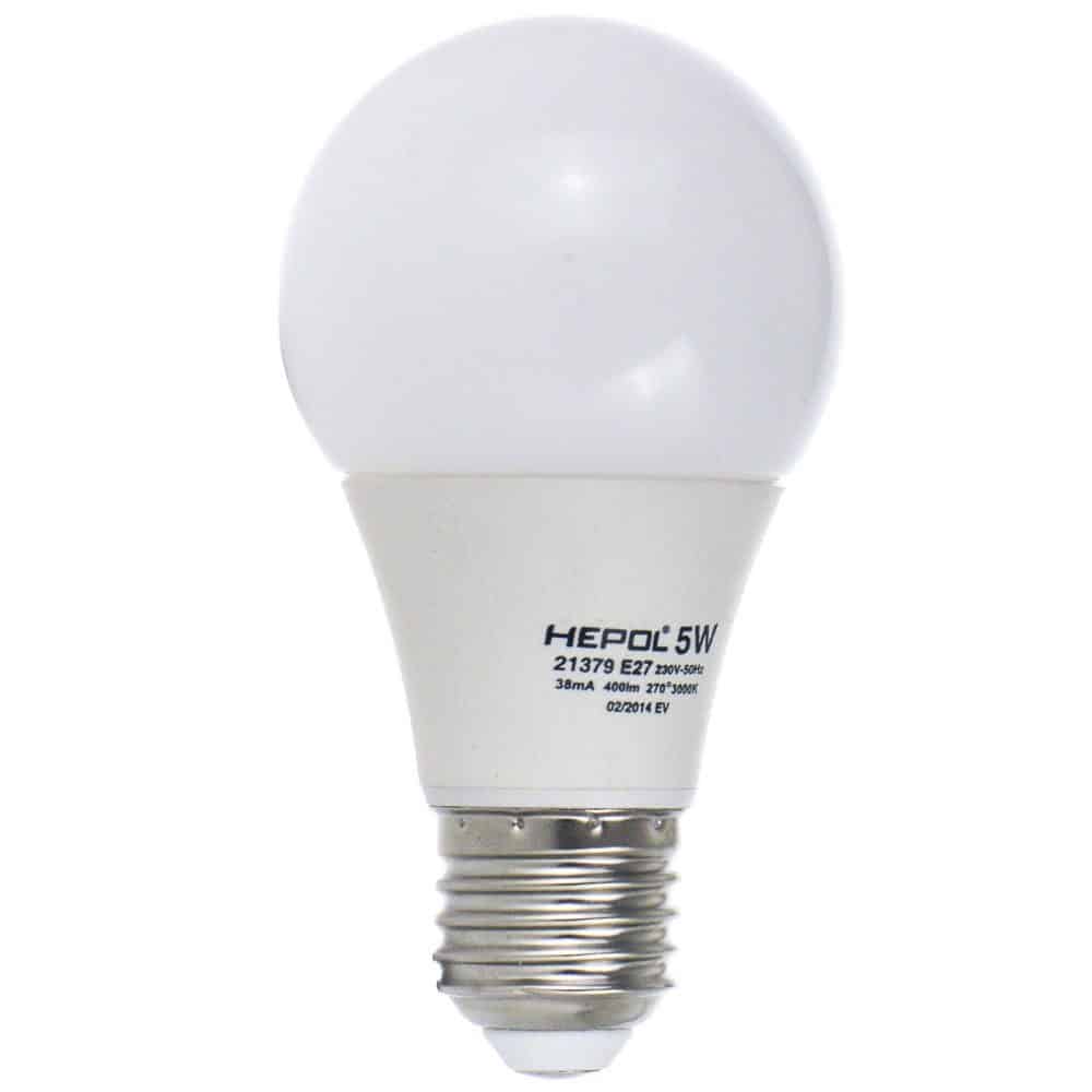 Bec LED HEPOL, forma A60, E27, 5W, 30000 ore, lumina calda