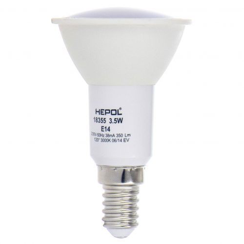 Bec LED HEPOL, forma spot, E14, 3.5W, 30000 ore, lumina calda