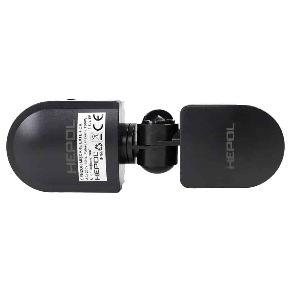 Senzor de miscare HEPOL, exterior, 120 grade, IP44, negru