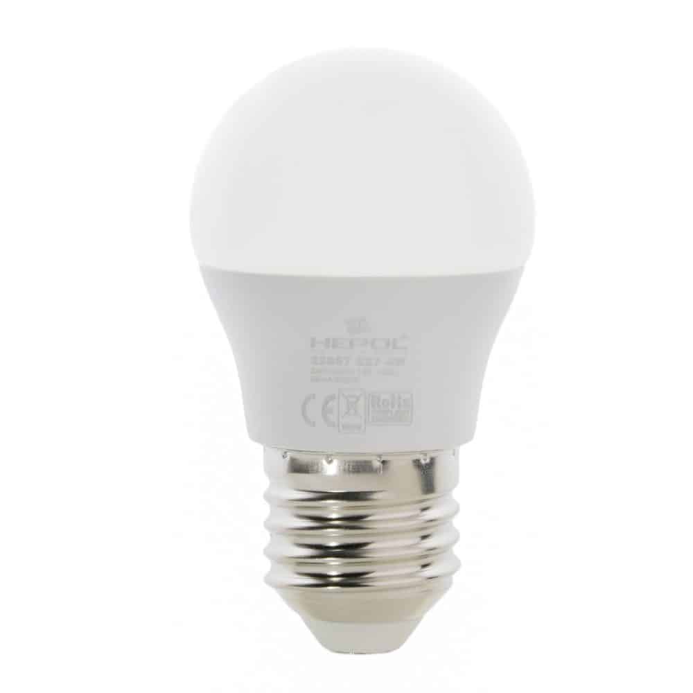 Bec LED HEPOL, forma glob, E27, 4W, 30000 ore, lumina calda