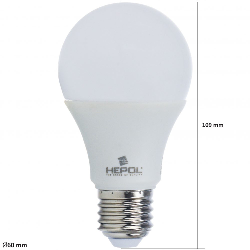 Bec LED HEPOL, forma A60, E27, 10W, 30000 ore, lumina calda
