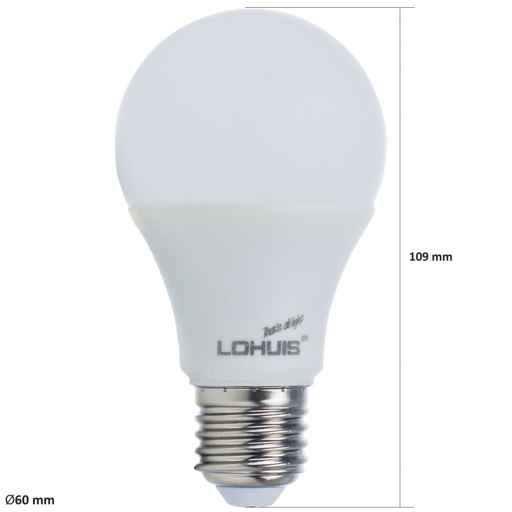 Bec LED LOHUIS, forma A60, E27, 10W, 30000 ore, lumina rece