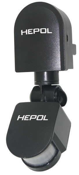 Senzor de miscare HEPOL, exterior, 120 grade, IP44, negru