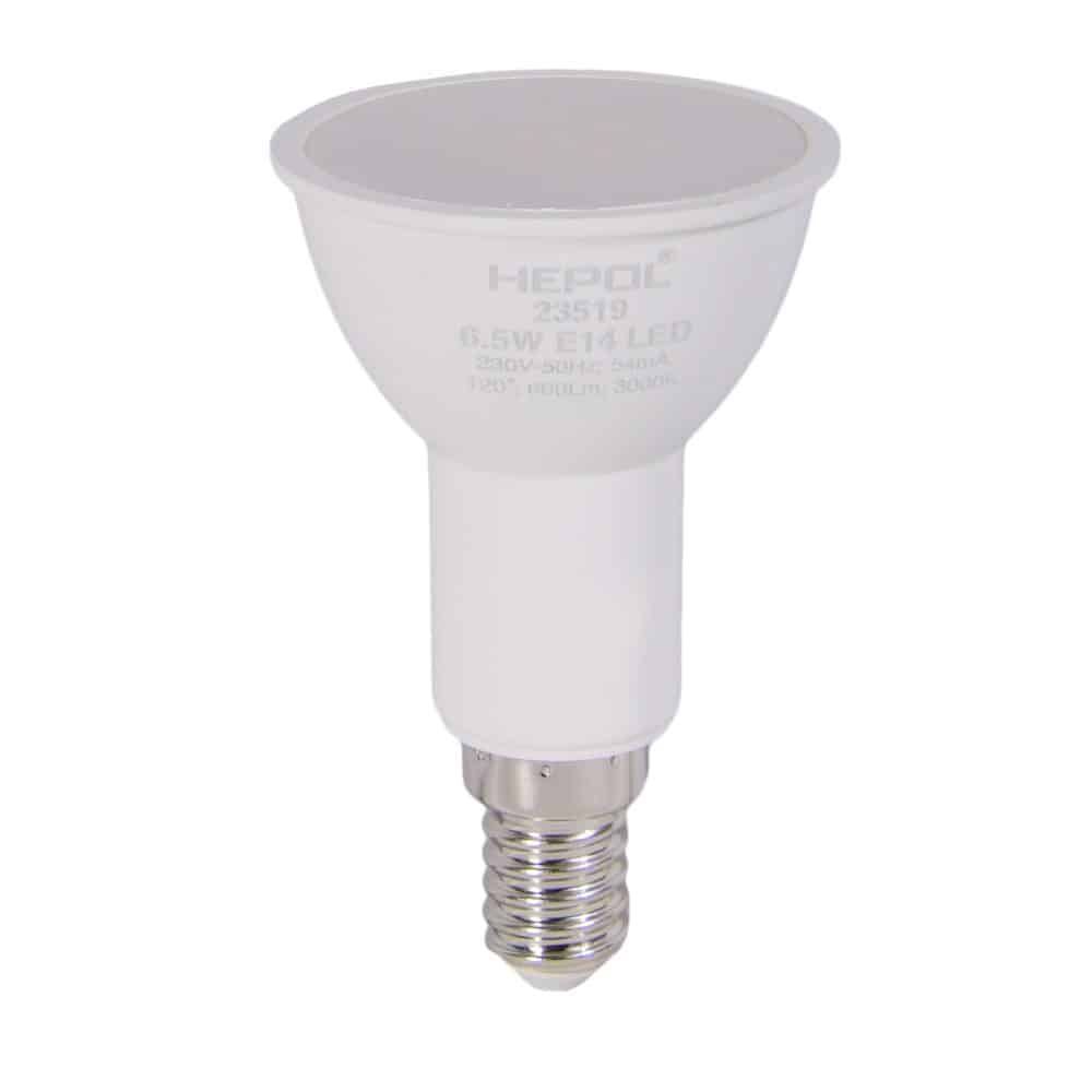 Bec LED HEPOL, forma spot, E14, 6.5W, 30000 ore, lumina calda