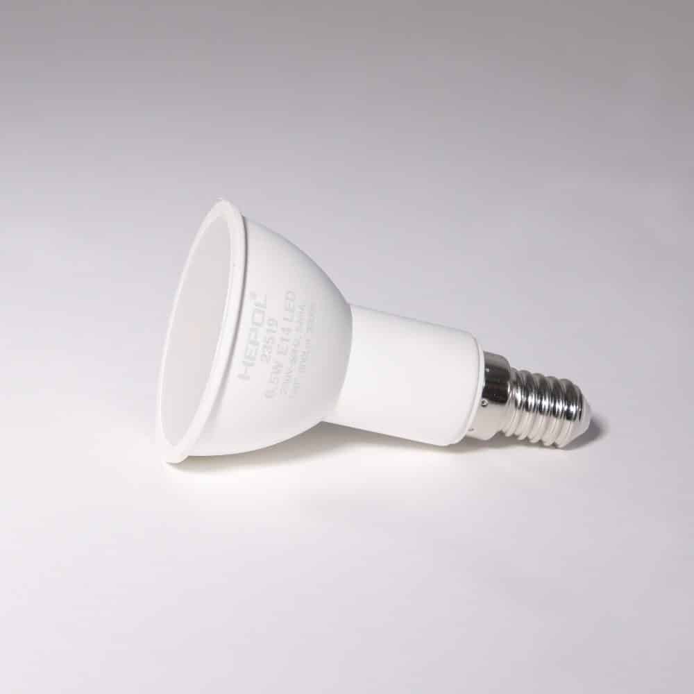 Bec LED HEPOL, forma spot, E14, 6.5W, 30000 ore, lumina calda