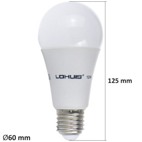 Bec LED LOHUIS, forma A60, E27, 12W, 30000 ore, lumina rece