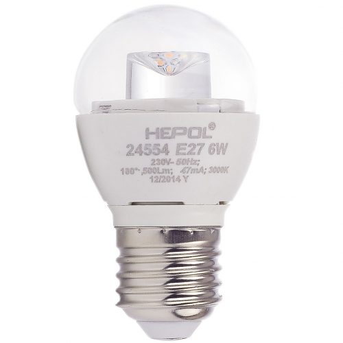 Bec LED HEPOL, forma sferic, E27, 6W, lumina calda