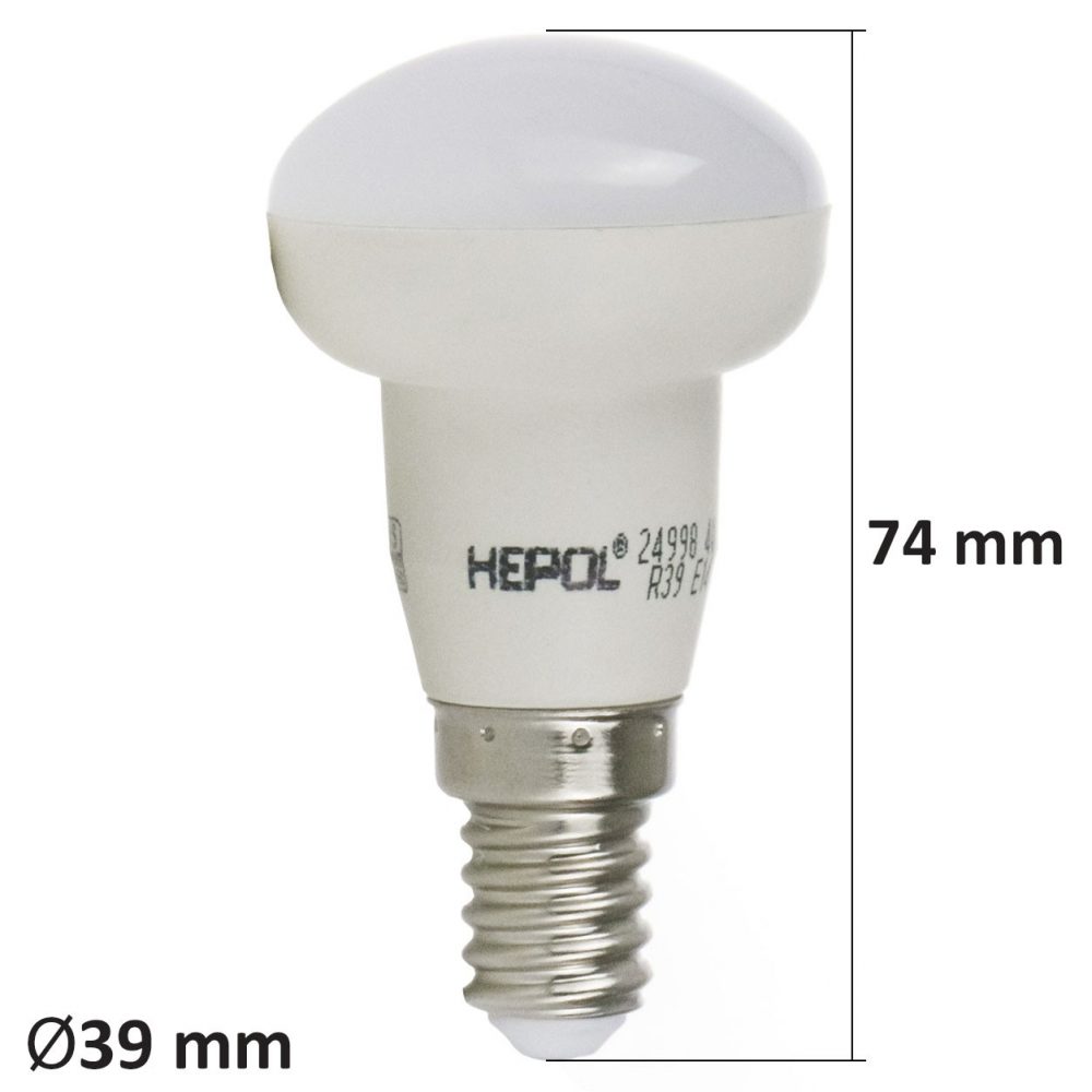 Bec LED HEPOL, forma reflector R39, E14, 4W, 30000 ore, lumina calda