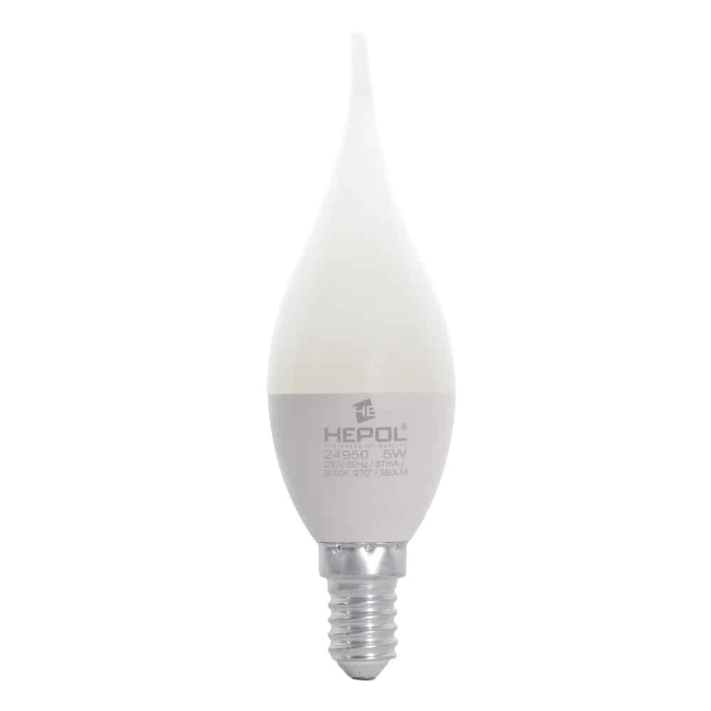 Bec LED HEPOL, forma lumanare fantezie, E14, 5W, 380lm, lumina calda