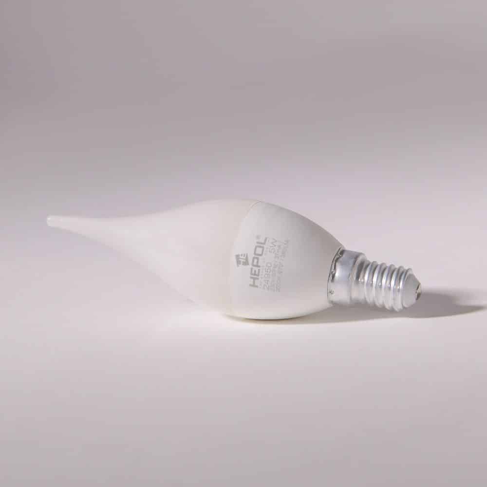 Bec LED HEPOL, forma lumanare fantezie, E14, 5W, 380lm, lumina calda