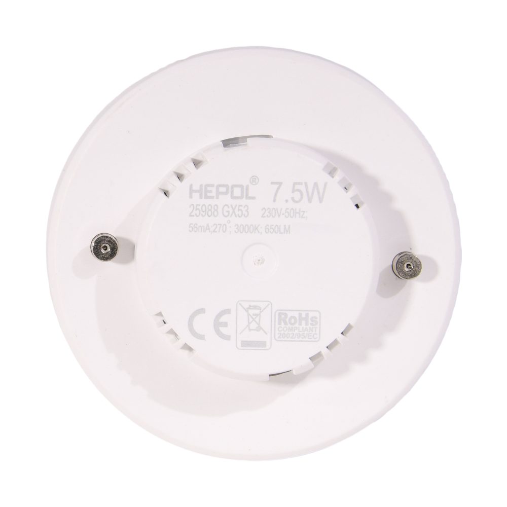 Bec LED HEPOL, forma reflector, Gx53, 7.5W, 8000 ore, lumina calda