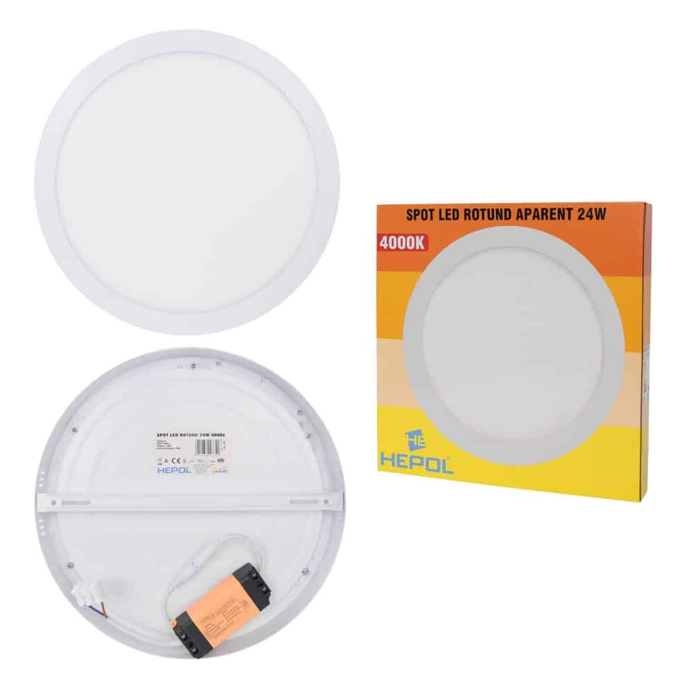 Spot LED HEPOL, rotund, aparent/PT, 300mm, 24W, lumina neutra