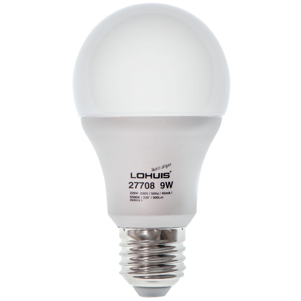Bec LED LOHUIS DIMABIL, forma A60, E27, 9W, 25000 ore, lumina rece