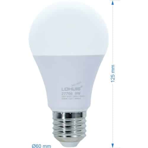 Bec LED LOHUIS DIMABIL, forma A60, E27, 9W, 25000 ore, lumina rece