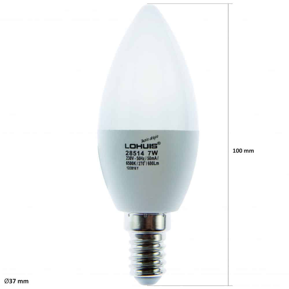 Bec LED ECOLINE LOHUIS, forma lumanare, E14, 7W, 20000 ore, lumina rece