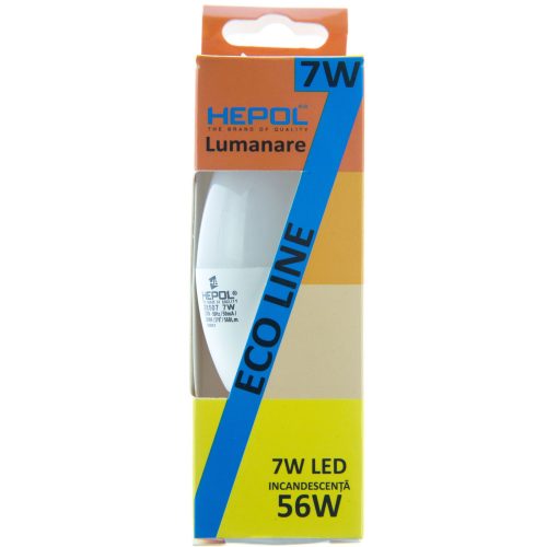 Bec LED ECOLINE HEPOL, forma lumanare, E14, 7W, 20000 ore, lumina calda