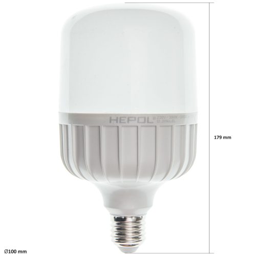 Bec LED T100 HEPOL, forma tubulara, E27, 30W, 25000 ore, lumina calda