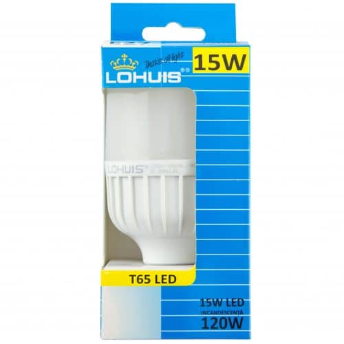 Bec LED T65 LOHUIS, forma tubulara, E27, 15W, 25000 ore, lumina rece