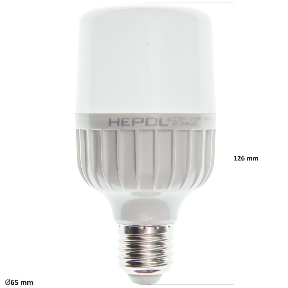 Bec LED T65 HEPOL, forma tubulara, E27, 15W, 25000 ore, lumina calda