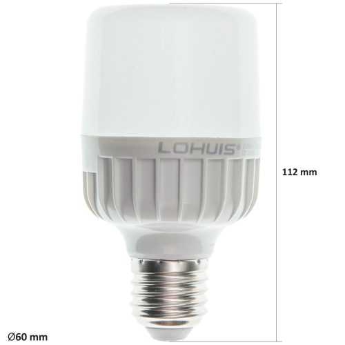Bec LED T60 LOHUIS, forma tubulara, E27, 12W, 25000 ore, lumina rece