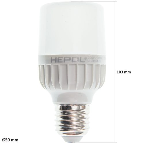 Bec LED T50 HEPOL, forma tubulara, E27, 6W, 25000 ore, lumina calda