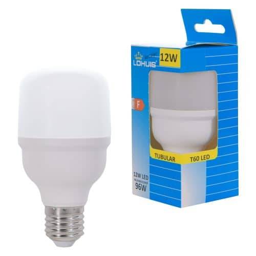 Bec LED T60 LOHUIS, forma tubulara, E27, 12W, 25000 ore, lumina rece