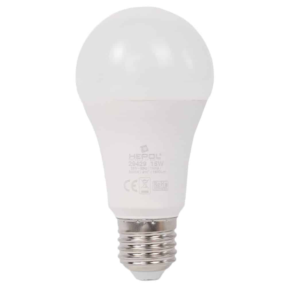 Bec LED HEPOL, forma A60, E27, 15W, 25000 ore, lumina calda
