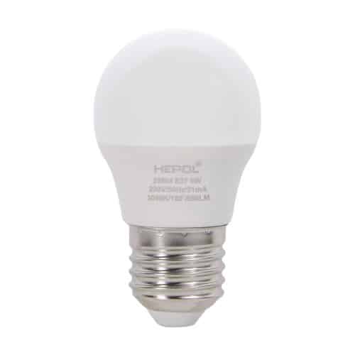 Bec LED HEPOL DIMABIL, forma sferic, E27, 6W, 25000 ore, lumina calda