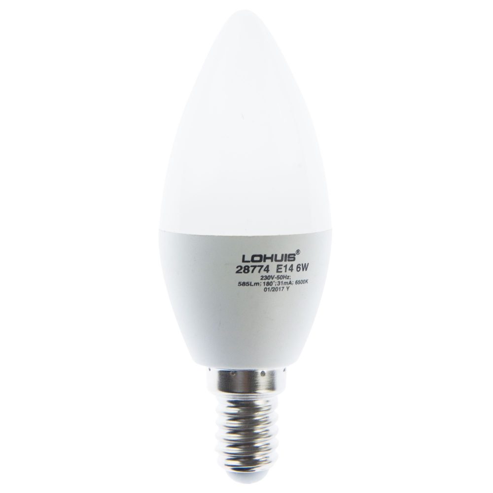Bec LED LOHUIS DIMABIL, forma lumanare, E14, 6W, 25000 ore, lumina rece
