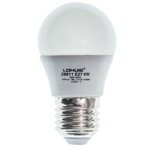 Bec LED LOHUIS DIMABIL, forma sferic, E27, 6W, 25000 ore, lumina rece