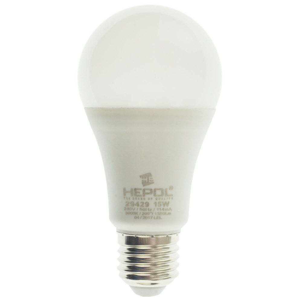 Bec LED HEPOL, forma A60, E27, 15W, 25000 ore, lumina calda