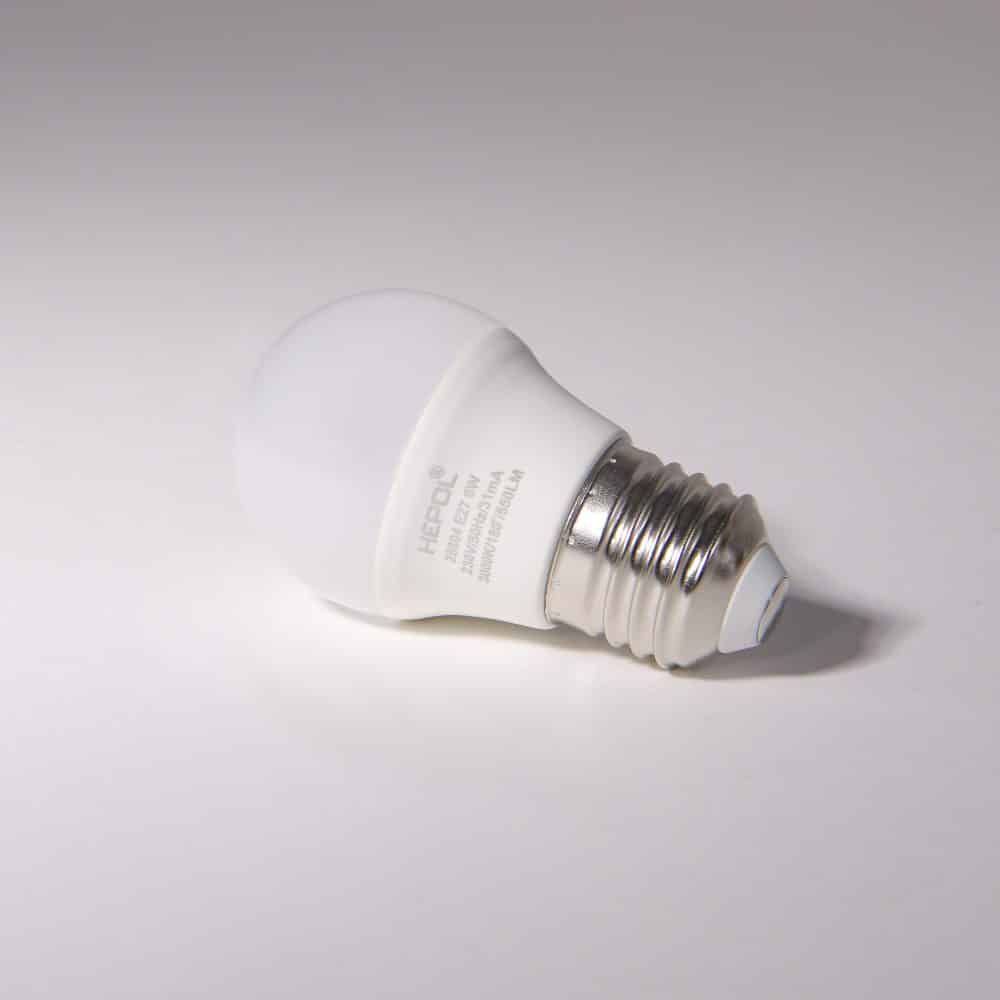 Bec LED HEPOL DIMABIL, forma sferic, E27, 6W, 25000 ore, lumina calda