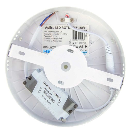 Aplica LED rotunda HEPOL, aparent/PT, 18W, lumina rece