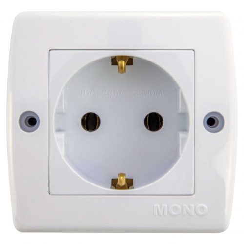 Priza simpla Mono Electric, OCTANS, aparent/PT, alb