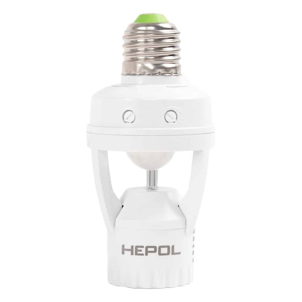 Senzor de miscare HEPOL, dulie E27, 360 grade, IP20, alb