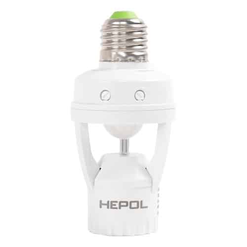 Senzor de miscare HEPOL, dulie E27, 360 grade, IP20, alb