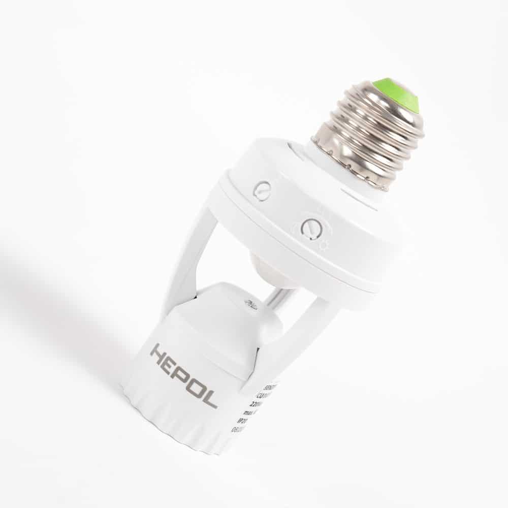 Senzor de miscare HEPOL, dulie E27, 360 grade, IP20, alb