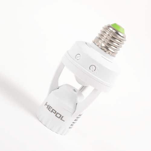 Senzor de miscare HEPOL, dulie E27, 360 grade, IP20, alb